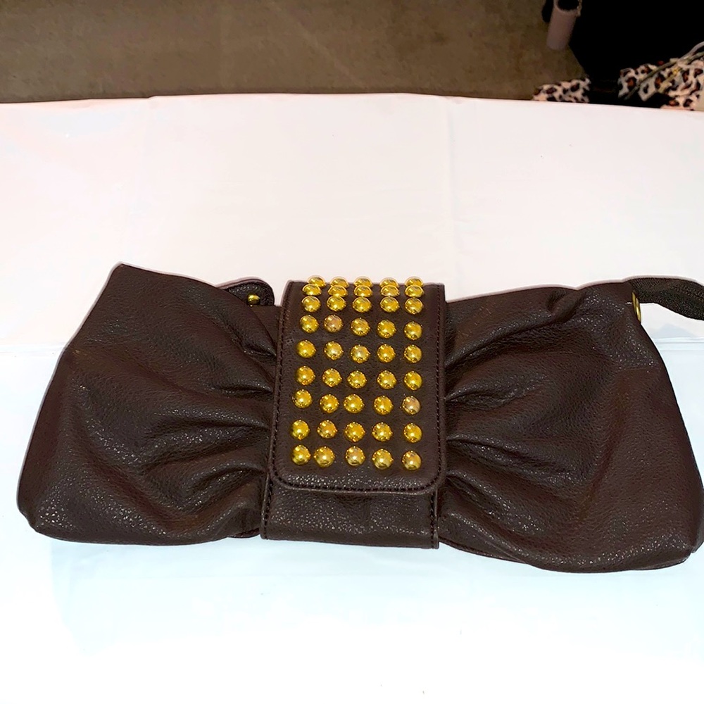 Cute 12 inch x 5 inch brown and gold clutch!!!